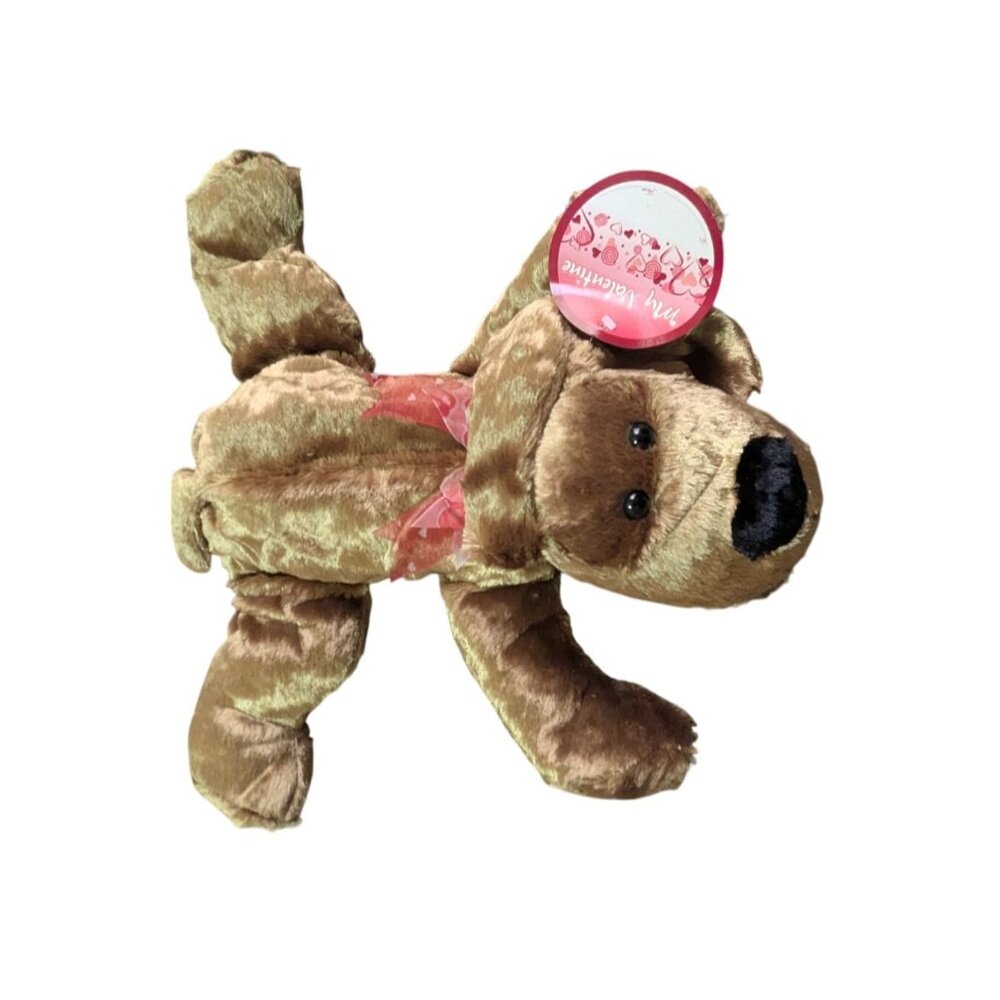 Kmart‎ Huggable Valentine’s Plush Dog 16” Tan Soft Furry Toy 15"